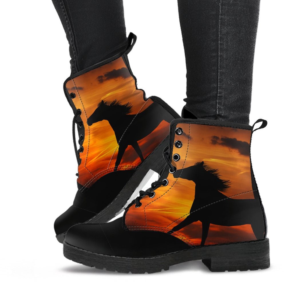 Horse Leather Boots, Handcrafted Custom Print, Men's Women's