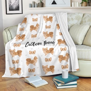 Chihuahua langharige deken aangepaste naam / chihuahua werpdeken / chihuahua fleece deken / chihuahua gezellige deken / deken volwassen kind