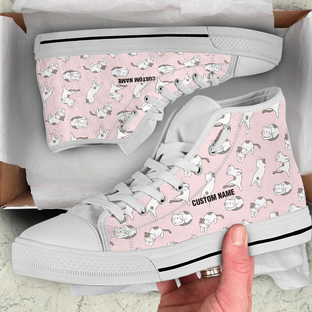 Meow Cat Print Men's High Top Shoes