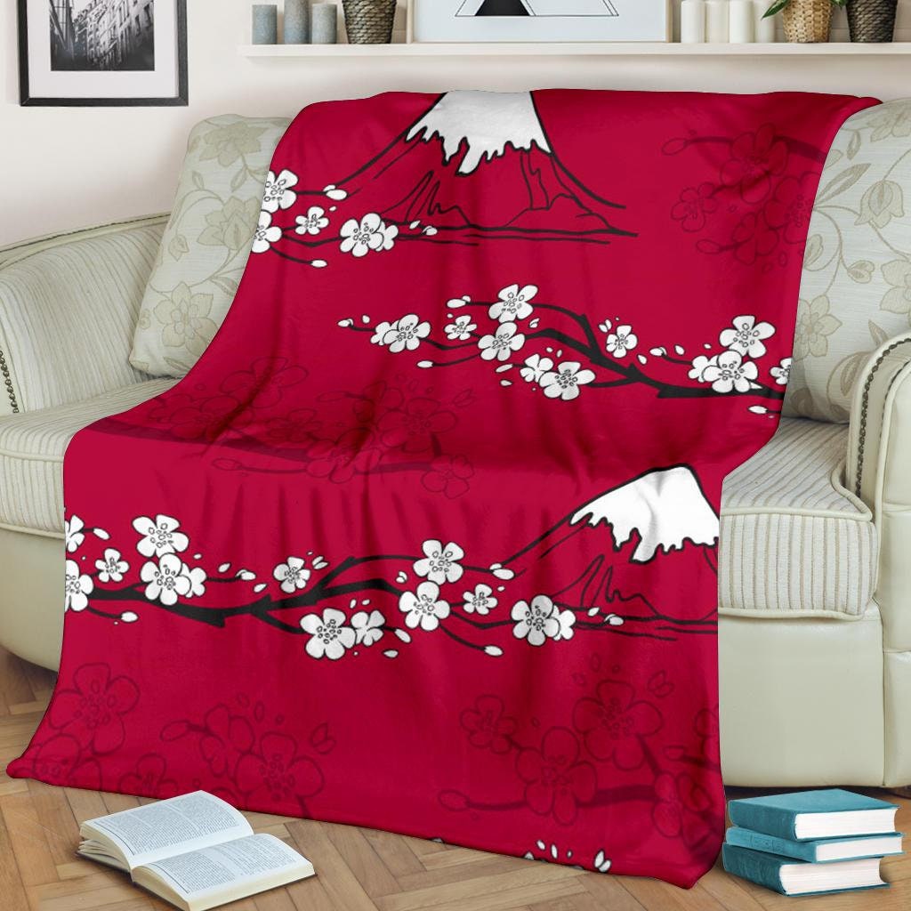 Sakura Fleece Blanket: Japanese Flowers Throw Blanket - Etsy