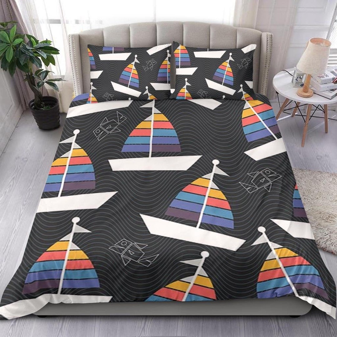 Boats Sailing Duvet Cover and Pillow Covers Sailing Bedding Set Sailing