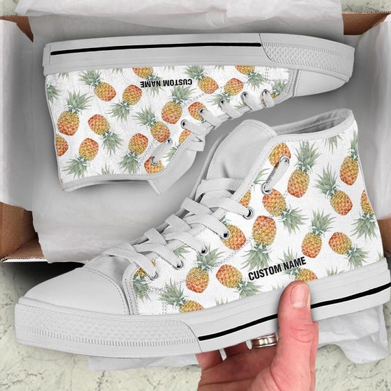 Pineapple Custom Name High Top Sneakers Pineapple High Top Shoes Pineapple Custom Print Trainers Shoes Pineapple Lover Gift Etsy