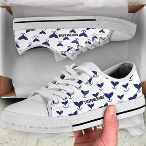 Whale Tail Low Top Sneakers: Custom Name Print