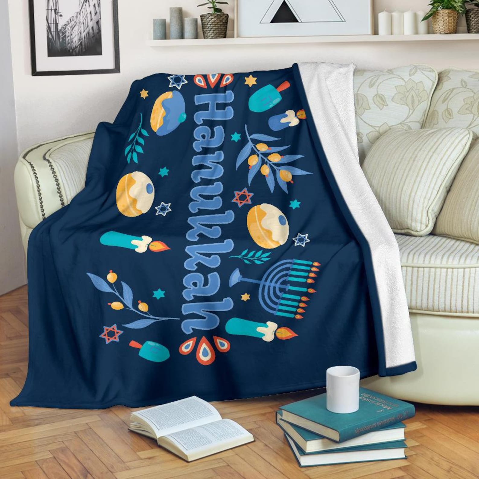 Hanukkah Print Pattern Blanket