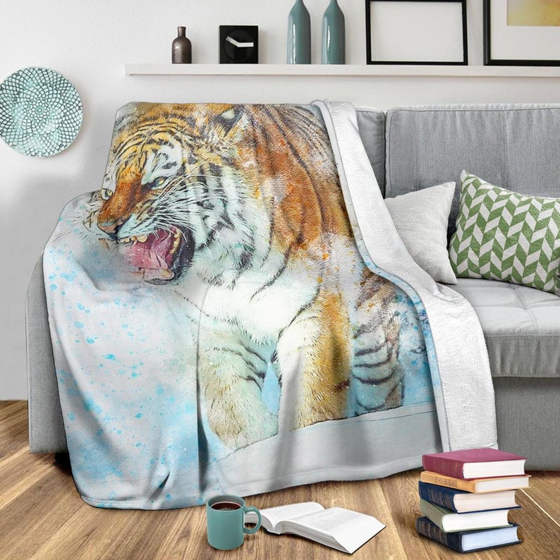 Tiger Blanket / Tiger Throw Blanket / Tiger Fleece Blanket / Etsy