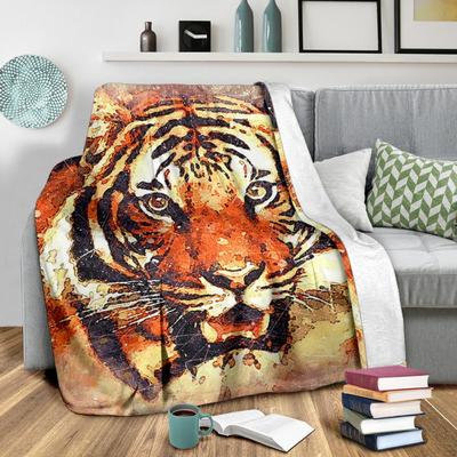 Tiger Blanket / Tiger Throw Blanket / Tiger Fleece Blanket / Etsy