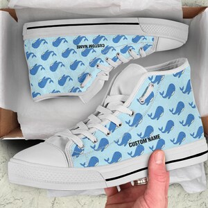 Whales Custom Name Print High Top Sneakers