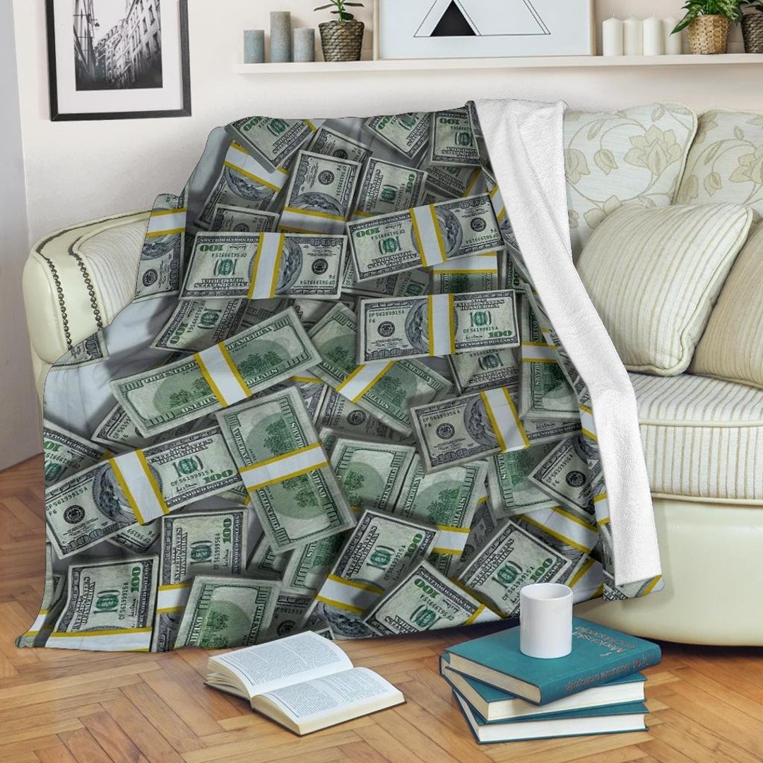 Money Blanket / Money Printed Throw Blanket / Dollar Banknotes Fleece