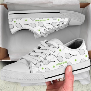 Baskets de tennis personnalisées / Chaussures basses de tennis / Baskets basses de tennis / Chaussures de tennis imprimées personnalisées / Cadeau pour amateur de tennis