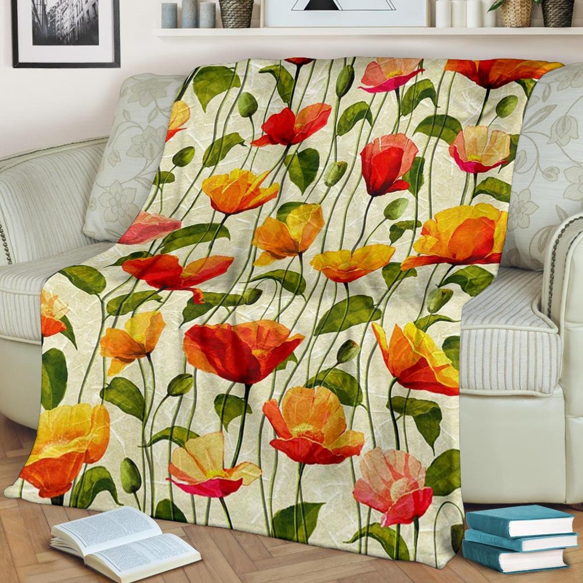 Flowers Blanket / Floral Print Blanket / Flowers Fleece Etsy UK