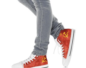 Soviet Union High Top Sneakers Old Russian Flag Custom Print