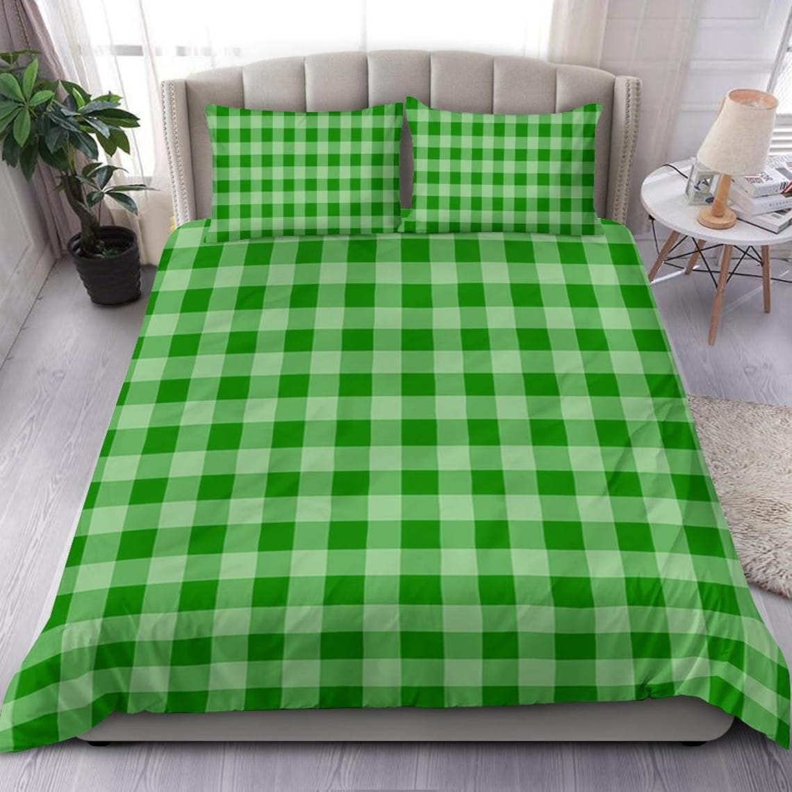Green Plaid Duvet Cover and pillow Covers Buffalo Bedding Etsy