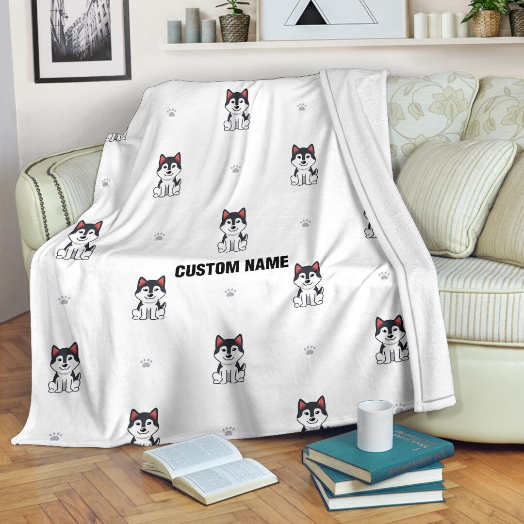 Siberian Husky Hat Print Throw Blanket main image 0
