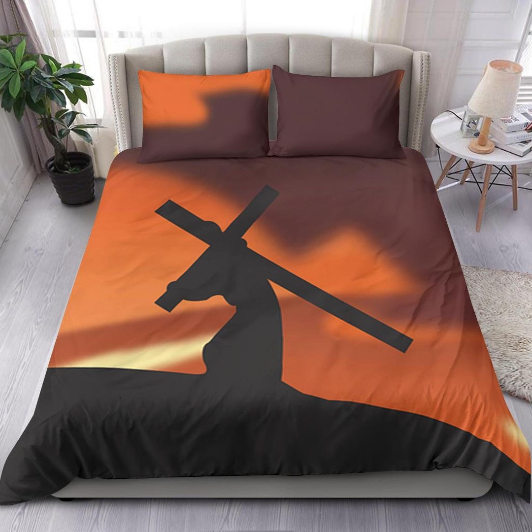 Jesus Christ Duvet Cover and Pillow Covers Holy Cross Etsy