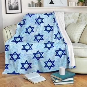 Star of David Fleece Blanket: Jewish Throw Blanket, Israel Gift