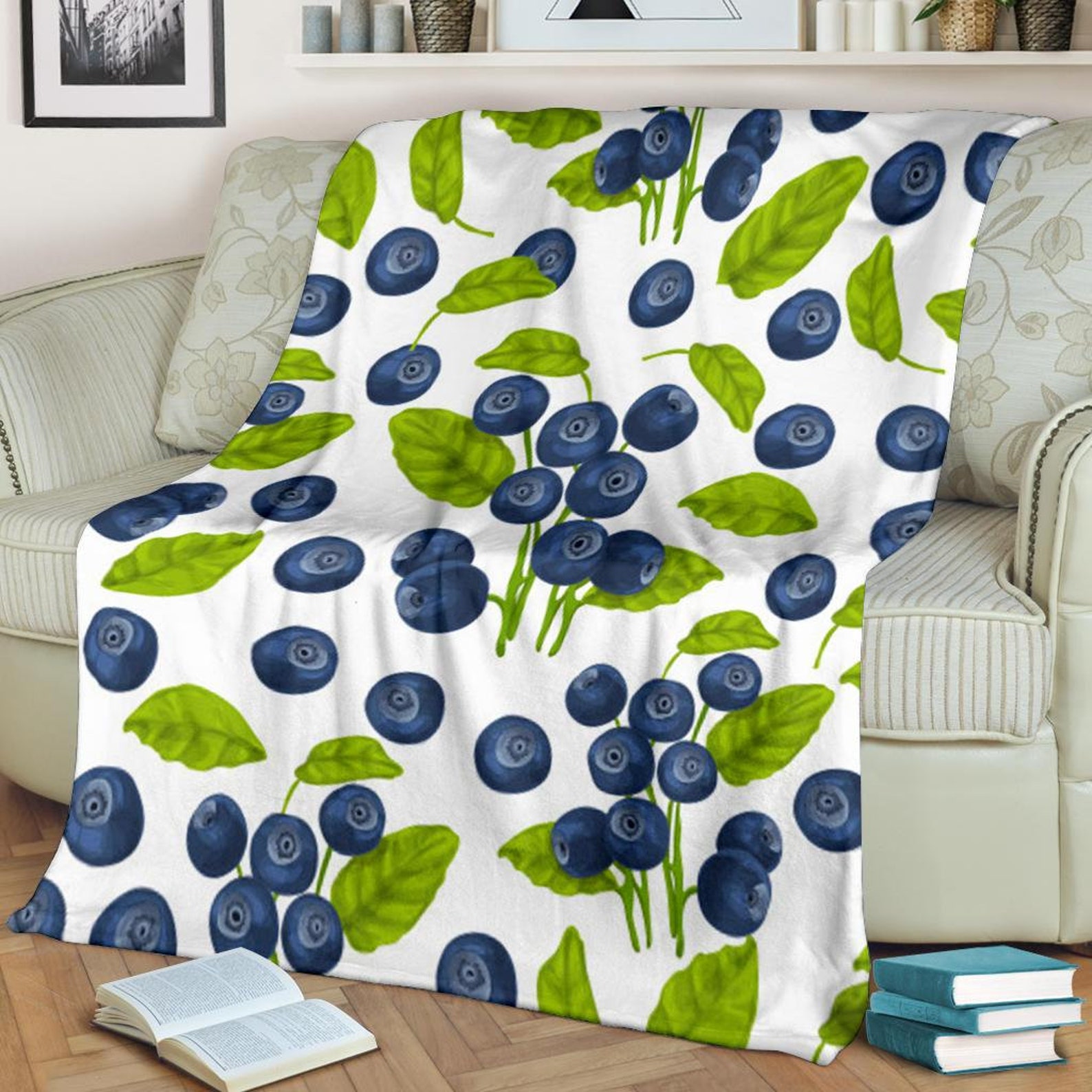 Blueberry Blanket / Blueberry Throw Blanket / Blueberry Fleece Etsy
