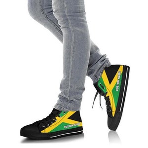 Jamaican Flag Custom Name High Top Shoes / Jamaica Custom Print Shoes / Jamaica Sneakers / Jamaica Gift image 3