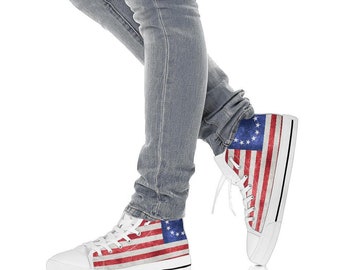 Betsy Ross High Top Sneakers Old American Flag Custom Print Trainers Shoes Betsy Ross High Top Shoes Betsy Ross Gift
