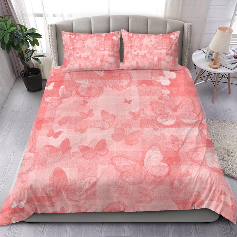 Pink Butterfly Duvet Cover and Pillow Covers Butterfly Etsy