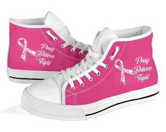 Breast Cancer Awareness High Top Sneakers, Custom Print Shoes