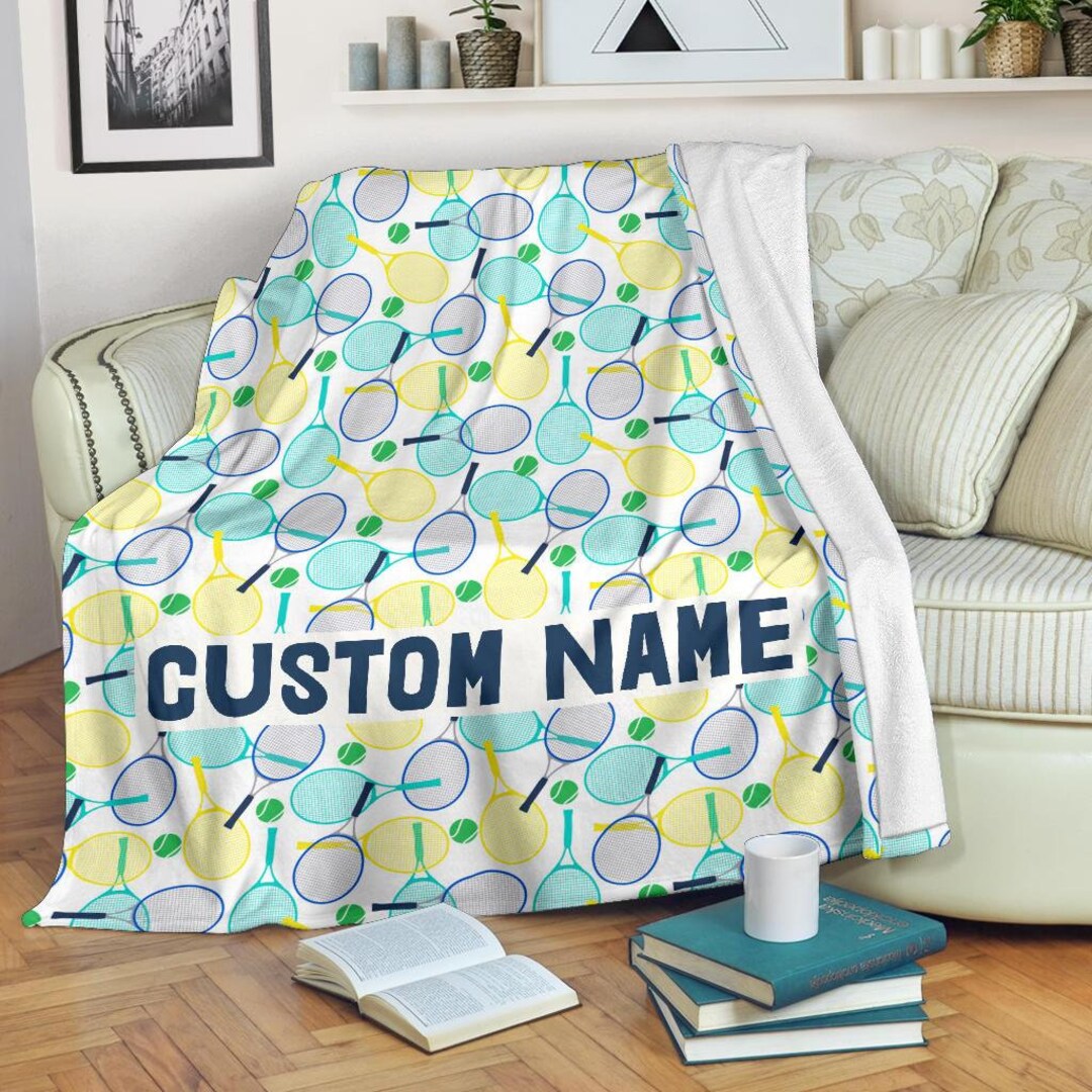 Tennis Custom Name Blanket / Tennis Throw Blanket / Tennis Fleece Blanket / Tennis Cozy Blanket