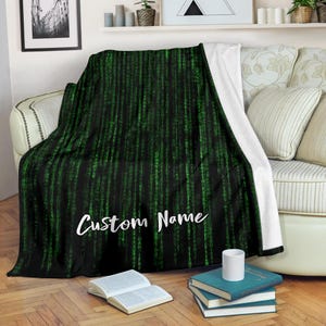 Custom Name Matrix Code Blanket: Fleece Programmer Gift