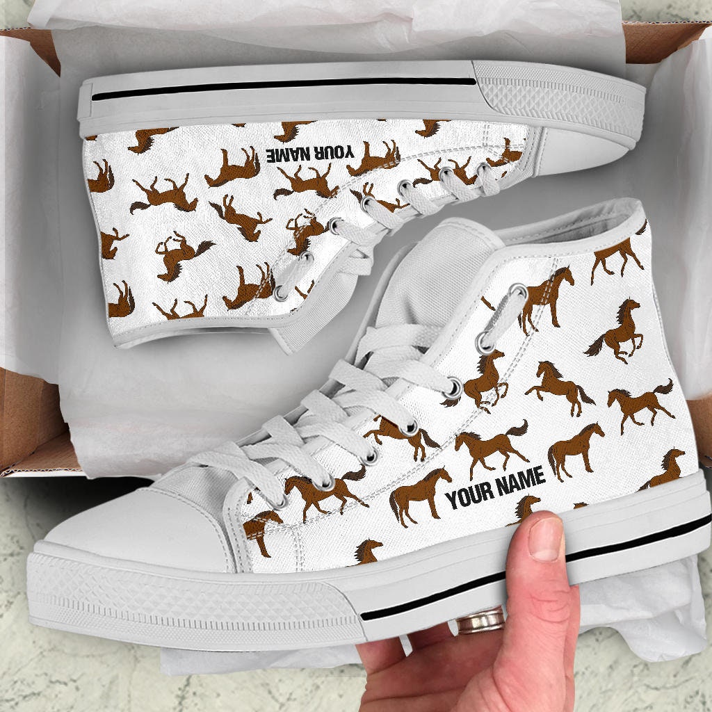 Custom Name Horse Print High Top Sneakers: Equestrian Gift - Etsy