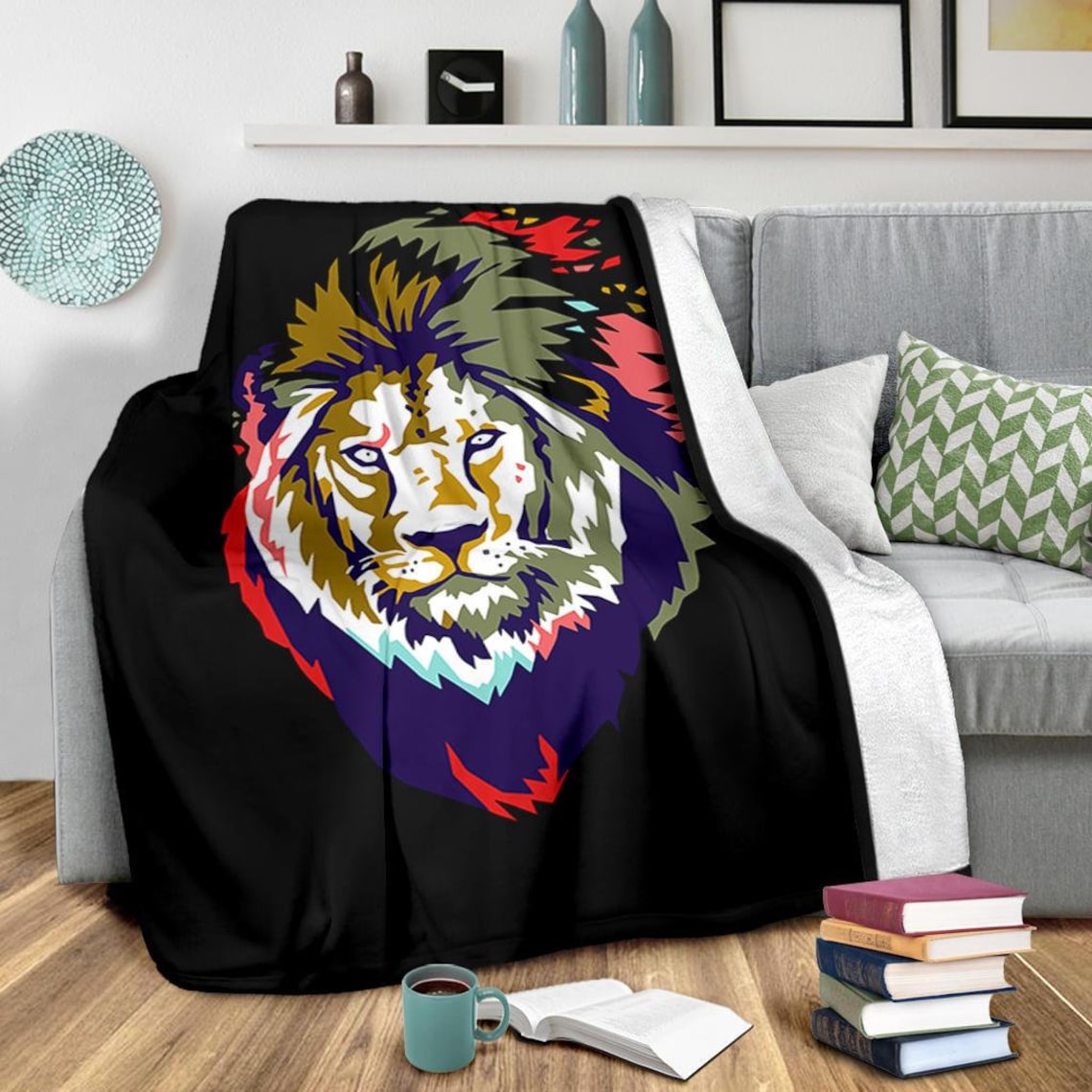 Lion Blanket / Lion Throw Blanket / Lion Fleece Blanket / Lion Etsy