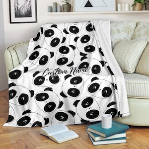 Custom Name Panda Bear Blanket: Cozy Micro Fleece Throw