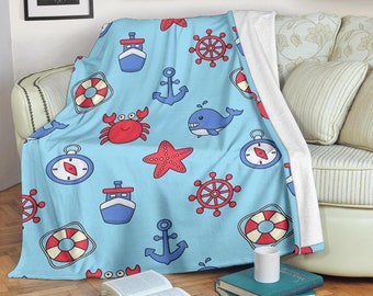 Nautical Blanket Sailing Throw Blanket Nautical Fleece Blanket
