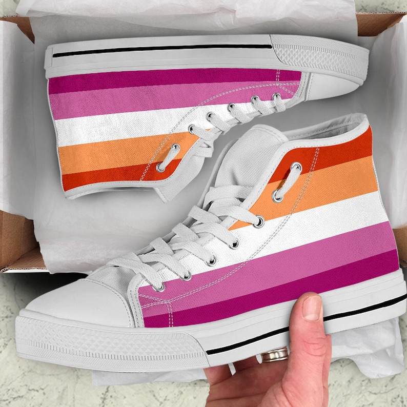 Lesbian High Top Sneakers /Lesbian High Top Shoes / Lesbian Custom Print Shoes / Lesbian Gift image 1