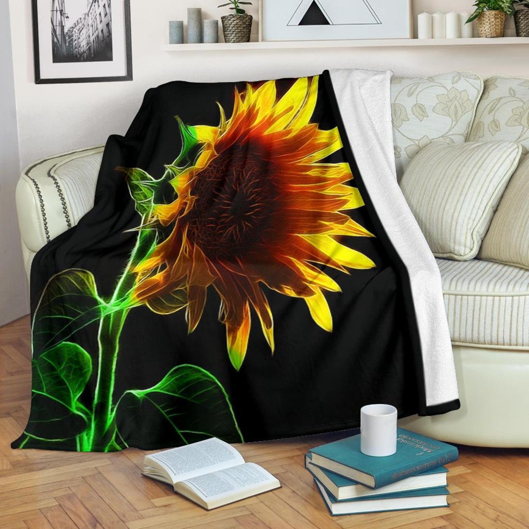 Sunflower Blanket Sunflower Throw Blanket Sunflower Fleece Etsy
