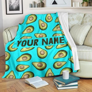 Custom Name Avocado Blanket: Personalized Fleece Throw