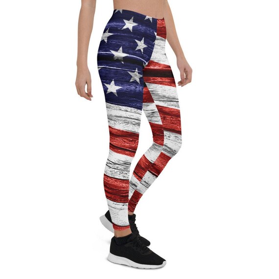American Flag Yoga Leggings Distressed USA Flag Pants Camouflage Patriotic  American Flag Leggings 