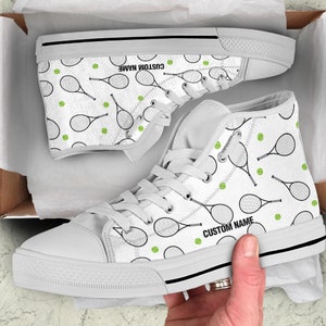 Tennis Custom Name Sneakers / Tennis High Top Sneakers / Tennis Custom Print Shoes / Tennis High Top Shoes / Tennis Lover Gift