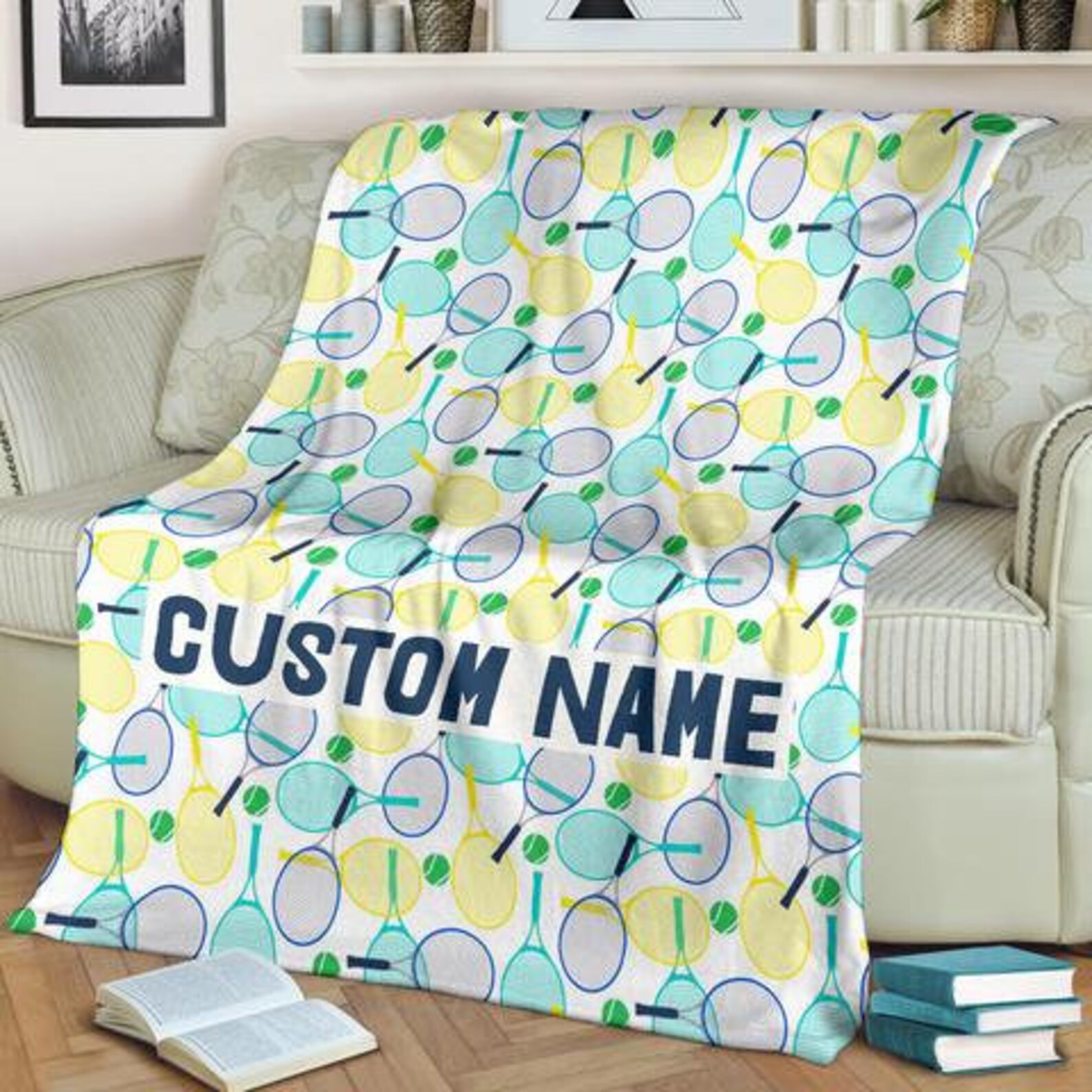 Tennis Custom Name Blanket / Tennis Throw Blanket / Tennis Etsy