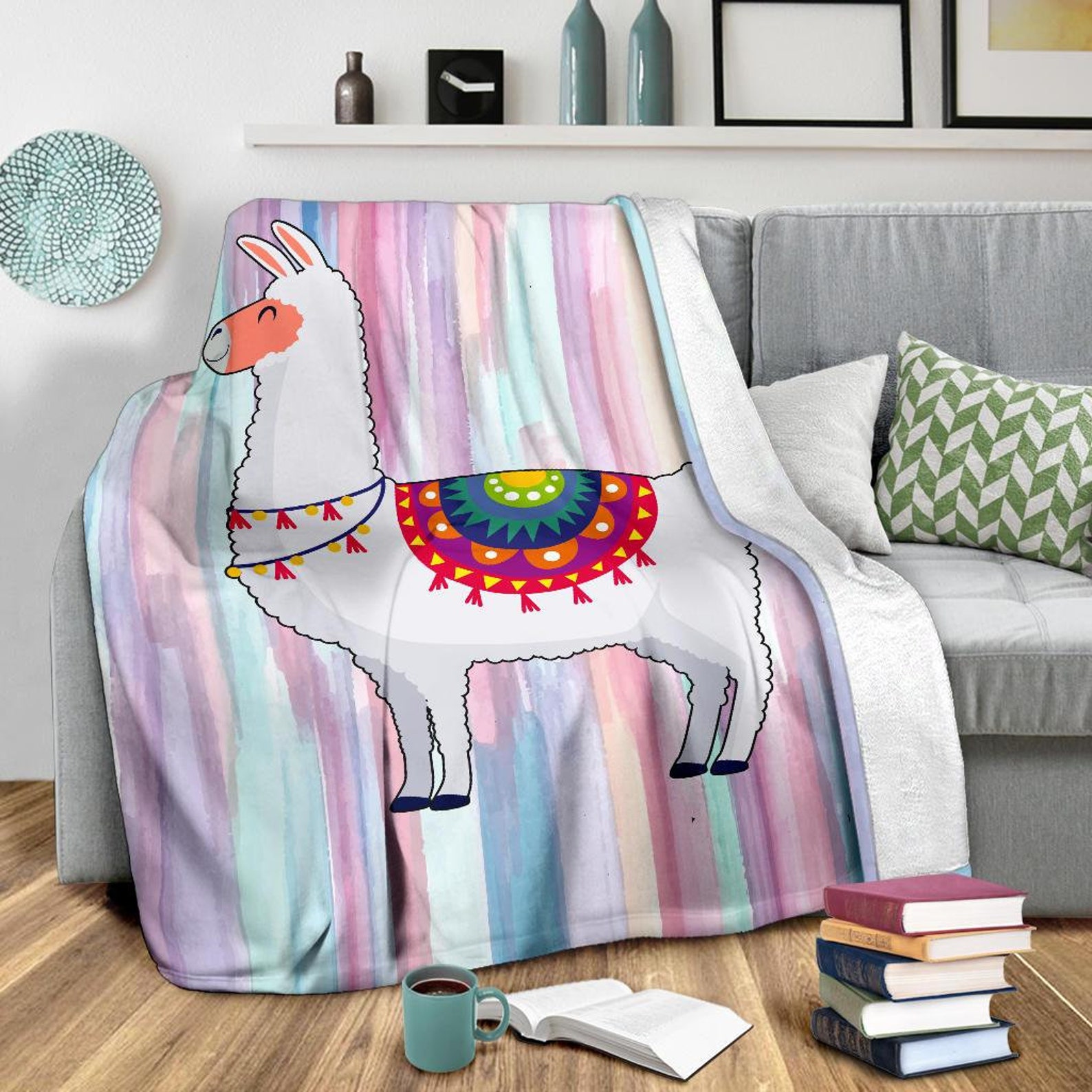 Llama Blanket / Llama Throw Blanket / Llama Fleece Blanket / Etsy