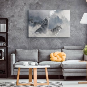 Wolves Framed Canvas Print Home Artwork Decor- Wolves Wall Art for Living Room, Bedroom