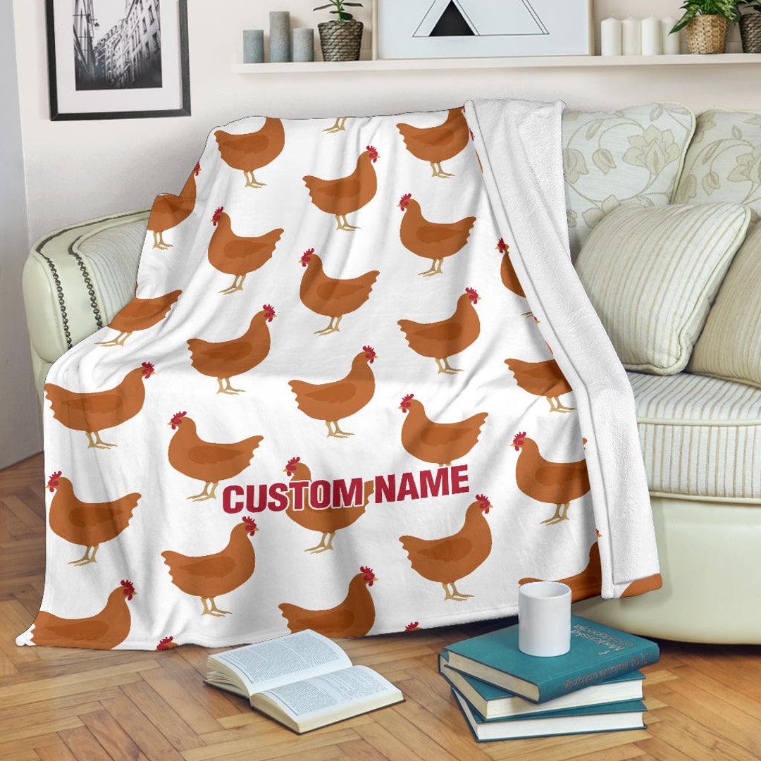 Chicken Custom Name Blanket / Chicken Throw Blanket / Chicken Fleece