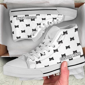Black Cats Custom Name High Top Sneakers/ Black Cats Custom Print Trainers Shoes / Black Cats Custom Name High Top Shoes / Black Cats Gift