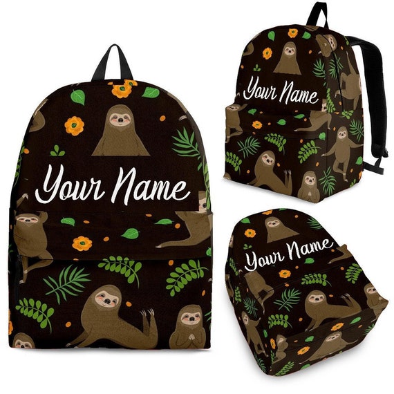 Personalised Tropical Monkey Sloth Boys Kids Children's School Bag Backpack 