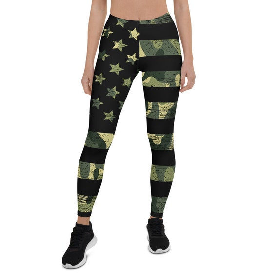 Army Camo Leggings / US Army Women Workout Tights Gym / Army High