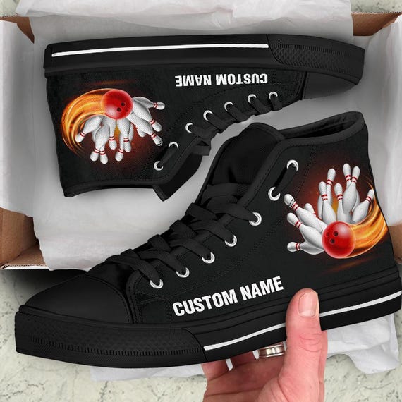 Bowling Custom Name High Top Sneakers Bowling Custom Print Trainers Shoes Bowling High Top Shoes Bowling Lover Gift Etsy Canada