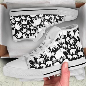 Elephant Custom Name High Top Sneakers / Elephant High Top Shoes / Elephant Custom Print Trainers Shoes / Elephant Lover Gift