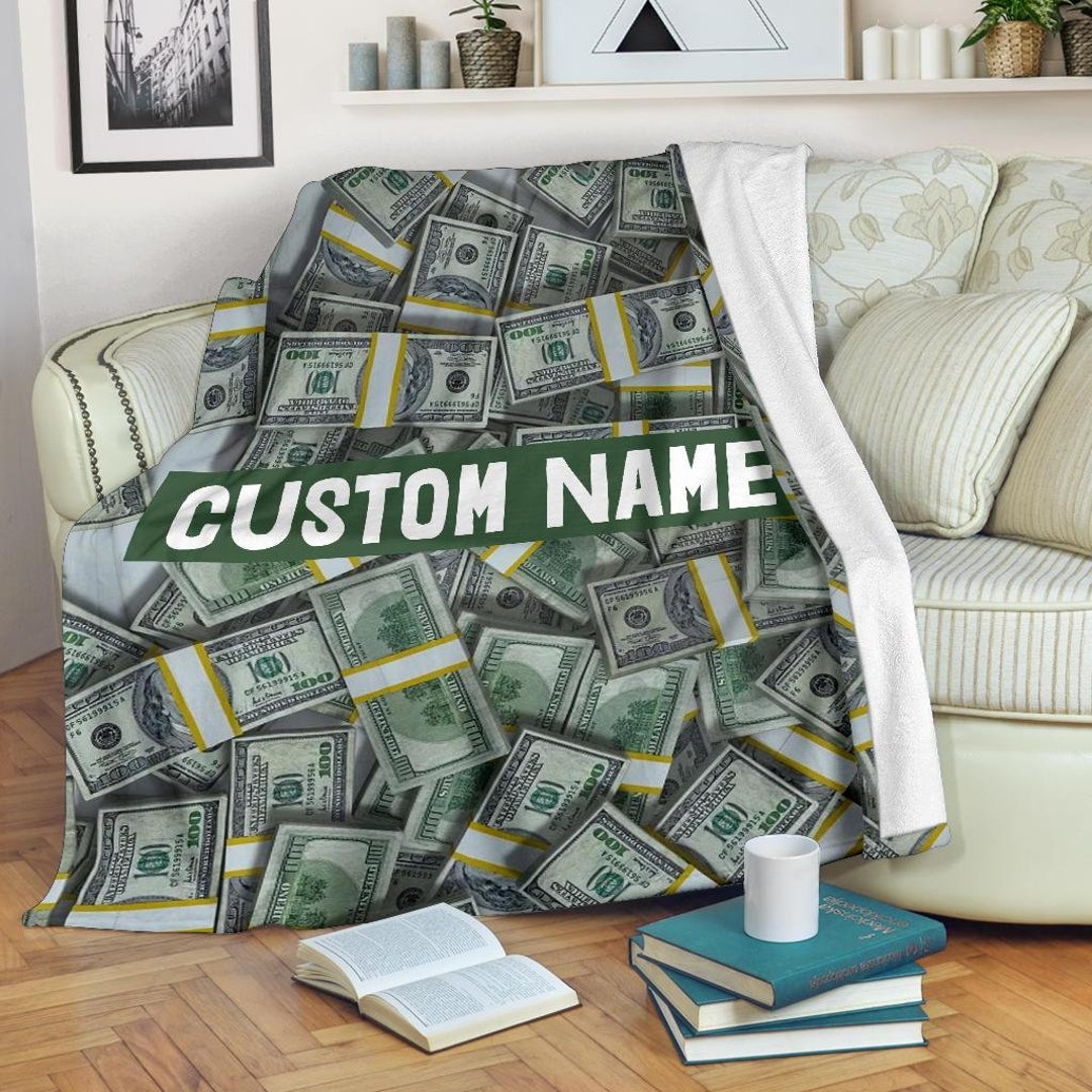 Money Custom Name Blanket / Money Throw Blanket / Dollar Banknotes