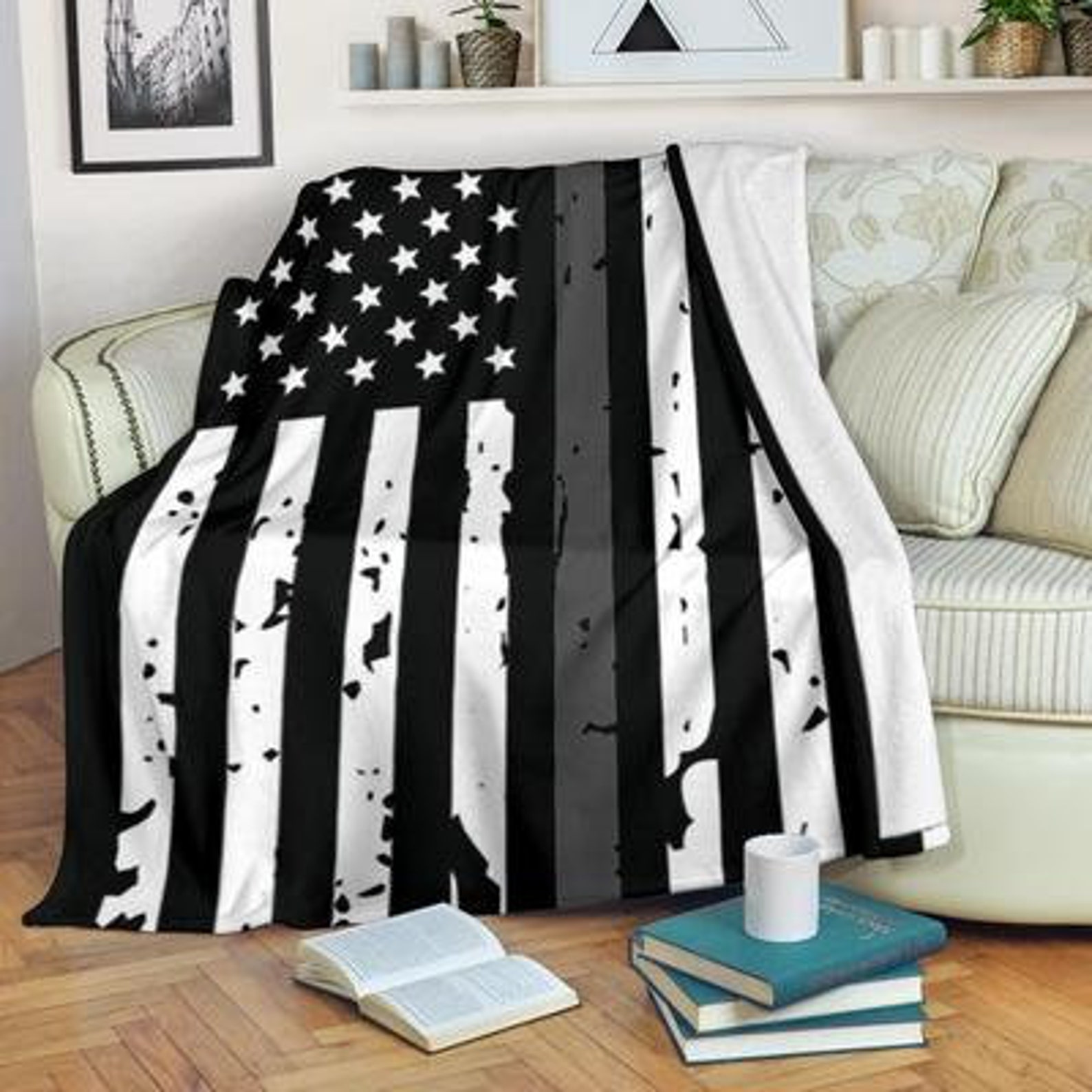 Thin Gray Line Blanket / Correctional Officers Blanket / Etsy