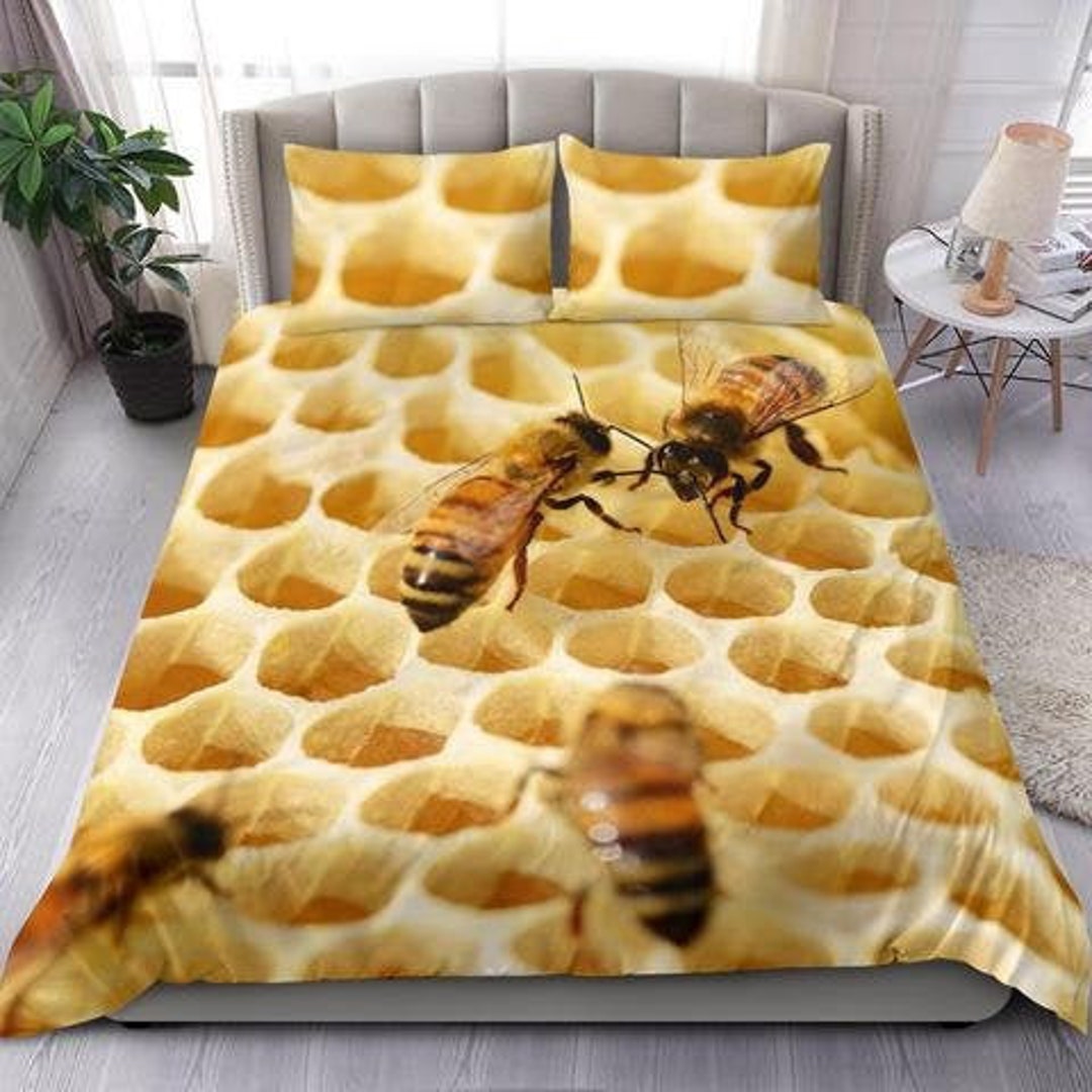 Bees Beehive Duvet Cover and Pillow Covers Honey Bedding Set Etsy