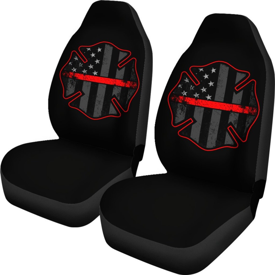Firefighter Car Seat Covers Set Of 2 / Thin Red Line Heart Etsy