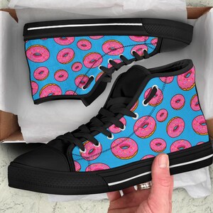 Donuts Print High Top Sneakers: Custom Canvas Trainers