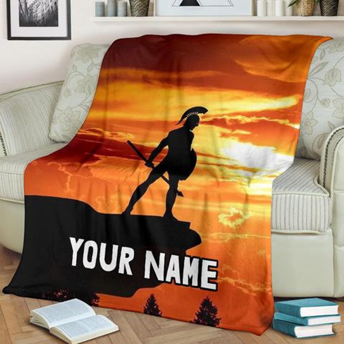 Spartan Custom Name Blanket / Spartan Warrior Throw Blanket / Etsy